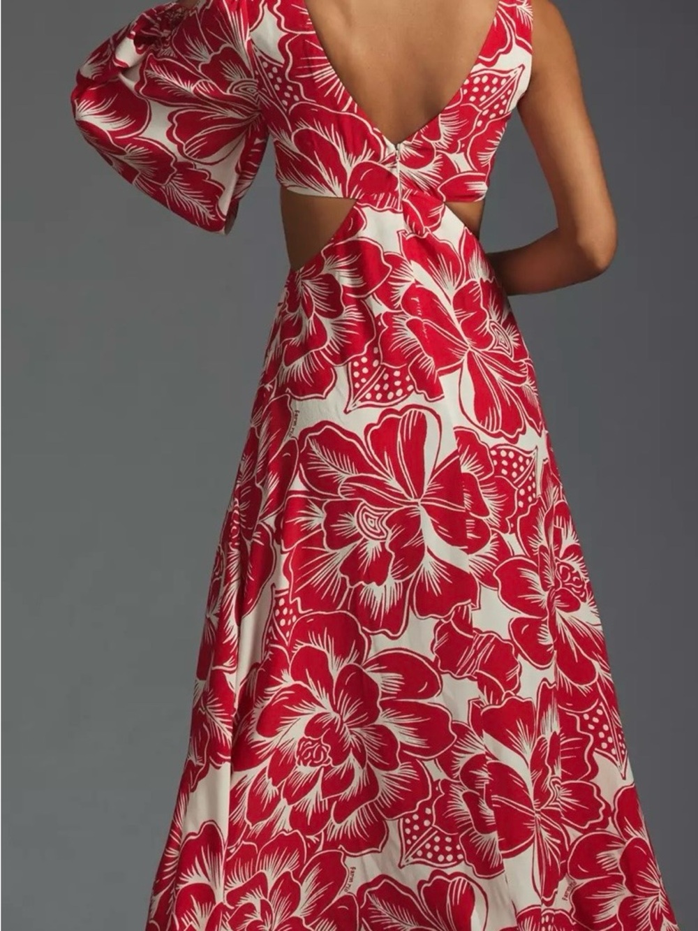 FARM Rio for Anthropologie One Sleeve Tropical Floral Cutout Maxi Dress - Picture 2 of 7